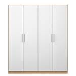 Armoire à portes battantes KiYDOO V Blanc / Imitation chêne de Riviera - 181 x 210 cm - 4 portes - Confort