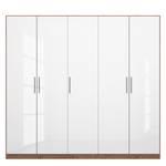 Drehtürenschrank KiYDOO V Hochglanz Weiß / Eiche Stirling Dekor - 226 x 210 cm - 5 Türen - Classic