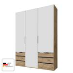 Armoire à portes battantes level 36A Blanc alpin / Imitation chêne parqueté - 150 x 216 cm - Sans portes miroir