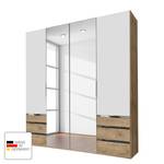 Armoire à portes battantes level 36A Blanc alpin / Imitation chêne parqueté - 200 x 236 cm - Avec portes miroir