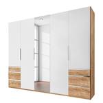 Armoire à portes battantes level 36A Blanc alpin / Imitation chêne parqueté - 250 x 216 cm - Avec portes miroir