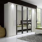 Draaideurkast Lissabon Polar larikshouten look/Havanna - Breedte: 200 cm - 4 deuren - Met passe-partout lijst - Met verlichting - 2 spiegeldeuren