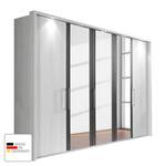 Draaideurkast Lissabon Polar larikshouten look/Havanna - Breedte: 250 cm - 5 deuren - Met passe-partout lijst - Met verlichting - 1 spiegeldeur