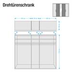 Draaideurkast Lissabon Polar larikshouten look/Havanna - Breedte: 250 cm - 5 deuren - Met passe-partout lijst - Zonder verlichting - 1 spiegeldeur