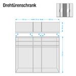 Draaideurkast Lissabon Polar larikshouten look/Havanna - Breedte: 250 cm - 5 deuren - Zonder passe-partout lijst - Zonder verlichting - 2 spiegeldeuren