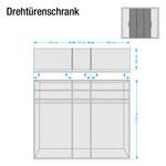 Drehtürenschrank Lissabon Polar Lärche Dekor/Havanna - Breite: 250 cm - 3 Türen - Mit Passepartoutrahmen - Mit Beleuchtung - Ohne Spiegeltür/-en