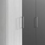 Armoire à portes battantes Lisbonne Imitation mélèze polaire / Havanna - Largeur : 250 cm - 3 portes - Avec cadre passepartout - Avec éclairage - Sans portes miroir