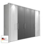 Draaideurkast Lissabon Polar larikshouten look/Havanna - Breedte: 300 cm - 4 deuren - Met passe-partout lijst - Met verlichting - Zonder spiegeldeuren