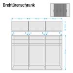 Draaideurkast Lissabon Polar larikshouten look/Havanna - Breedte: 300 cm - 4 deuren - Met passe-partout lijst - Zonder verlichting - Zonder spiegeldeuren