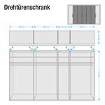 Draaideurkast Lissabon Polar larikshouten look/Havanna - Breedte: 350 cm - 5 deuren - Met passe-partout lijst - Zonder verlichting - Zonder spiegeldeuren