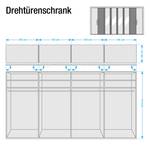 Draaideurkast Lissabon Polar larikshouten look/Havanna - Breedte: 400 cm - 8 deuren - Met passe-partout lijst - Zonder verlichting - 4 spiegeldeuren