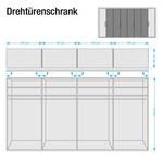 Draaideurkast Lissabon Polar larikshouten look/Havanna - Breedte: 400 cm - 6 deuren - Met passe-partout lijst - Met verlichting - Zonder spiegeldeuren