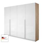 Armoire à portes battantes Lorca Blanc brillant / Imitation chêne de San Remo clair - Largeur : 181 cm