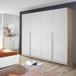 Armoire à portes battantes Lorca Blanc brillant / Imitation chêne de San Remo clair - Largeur : 181 cm