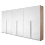 Armoire à portes battantes Lorca Blanc brillant / Imitation chêne de San Remo clair - Largeur : 271 cm