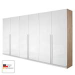 Armoire à portes battantes Lorca Blanc brillant / Imitation chêne de San Remo clair - Largeur : 271 cm