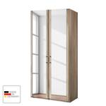 Drehtürenschrank Meran Eiche Sägerau Dekor - 100 x 216 cm - Ohne Kranzblende - Ohne Beleuchtung - 2 Spiegeltüren