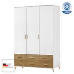 Armoire à portes battantes Mieke Marron - Blanc - Bois manufacturé - 137 x 203 x 53 cm