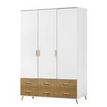 Armoire à portes battantes Mieke Marron - Blanc - Bois manufacturé - 137 x 203 x 53 cm