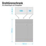 Armoire à portes battantes Münster Chêne partiellement massif - Largeur : 150 cm - 3 portes - Sans corniche - Sans éclairage - 1 miroir