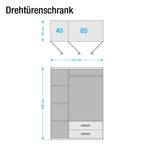 Drehtürenschrank Rasant Alpinweiß - Breite: 127 cm - 2 Spiegeltüren