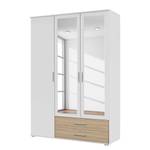 Armoire à portes battantes Rasant-Extra Blanc alpin / Imitation chêne de Sonoma / - Largeur : 127 cm - 2 miroir