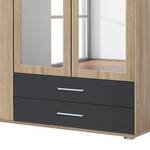 Armoire à portes battantes Rasant-Extra Anthracite / Imitation chêne de Sonoma - Largeur : 127 cm - 2 miroir