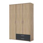 Armoire à portes battantes Rasant-Extra Anthracite / Imitation chêne de Sonoma - Largeur : 127 cm - Sans portes miroir