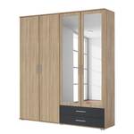 Draaideurkast Rasant- Extra Antracietkleurig/Sonoma eikenhouten look - Breedte: 168 cm - 2 spiegeldeuren