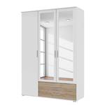 Armoire à portes battantes Rasant-Extra Blanc alpin / Imitation chêne de San Remo - Largeur : 127 cm - 2 miroir