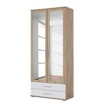 Armoire à portes battantes Rasant-Extra Imitation chêne de Sonoma / Blanc alpin - Largeur : 85 cm - 2 miroir