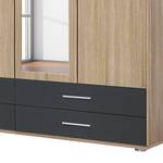 Armoire Rasant-Extra I portes battantes - Anthracite / Imitation chêne de Sonoma - Largeur : 127 cm - Avec portes miroir