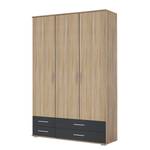 Armoire Rasant-Extra I portes battantes - Anthracite / Imitation chêne de Sonoma - Largeur : 127 cm - Sans portes miroir