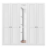 Armoire à portes battantes Skøp Blanc alpin / Miroir en cristal - 225 x 222 cm - 5 portes - Confort