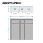 Drehtürenschrank SKØP I Alpinweiß/ Kristallspiegel - 225 x 222 cm - 5 Türen - Comfort