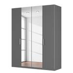 Armoire à portes battantes Skøp I Graphite / Miroir en cristal - 181 x 222 cm - 4 portes - Confort