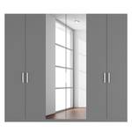 Armoire à portes battantes Skøp I Graphite / Miroir en cristal - 270 x 236 cm - 6 portes - Confort