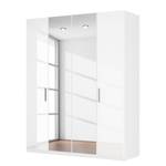Armoire à portes battantes Skøp I Blanc brillant / Miroir en cristal - 181 x 222 cm - 4 portes - Confort