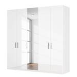 Armoire à portes battantes Skøp I Blanc brillant / Miroir en cristal - 225 x 236 cm - 5 portes - Basic