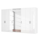 Armoire à portes battantes Skøp I Blanc brillant / Miroir en cristal - 360 x 222 cm - 8 portes - Premium