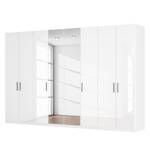 Armoire à portes battantes Skøp I Blanc brillant / Miroir en cristal - 360 x 236 cm - 8 portes - Basic