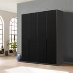 Drehtürenschrank SKØP I Graphit / Mattglas Schwarz - 181 x 222 cm - 4 Türen - Comfort