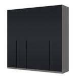 Armoire à portes battantes Skøp I Verre mat noir - 225 x 222 cm - 5 portes - Premium