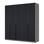 Armoire à portes battantes Skøp I Verre mat noir - 225 x 236 cm - 5 portes - Basic