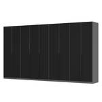 Armoire à portes battantes Skøp I Verre mat noir - 405 x 222 cm - 9 portes - Basic