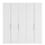 Armoire à portes battantes Skøp I Verre mat blanc - 225 x 236 cm - 5 portes - Confort