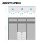 Drehtürenschrank SKØP II Graphit/Kristallspiegel - 270 x 236 cm - 6 Türen - Premium
