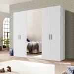 Armoire à portes battantes Skøp II Blanc alpin / Miroir en cristal - 270 x 222 cm - 6 portes - Confort