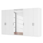 Armoire à portes battantes Skøp II Blanc alpin / Miroir en cristal - 360 x 222 cm - 8 portes - Confort