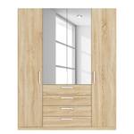 Armoire à portes battantes Skøp II Imitation chêne de Sonoma / Miroir en cristal - 181 x 222 cm - 4 portes - Basic